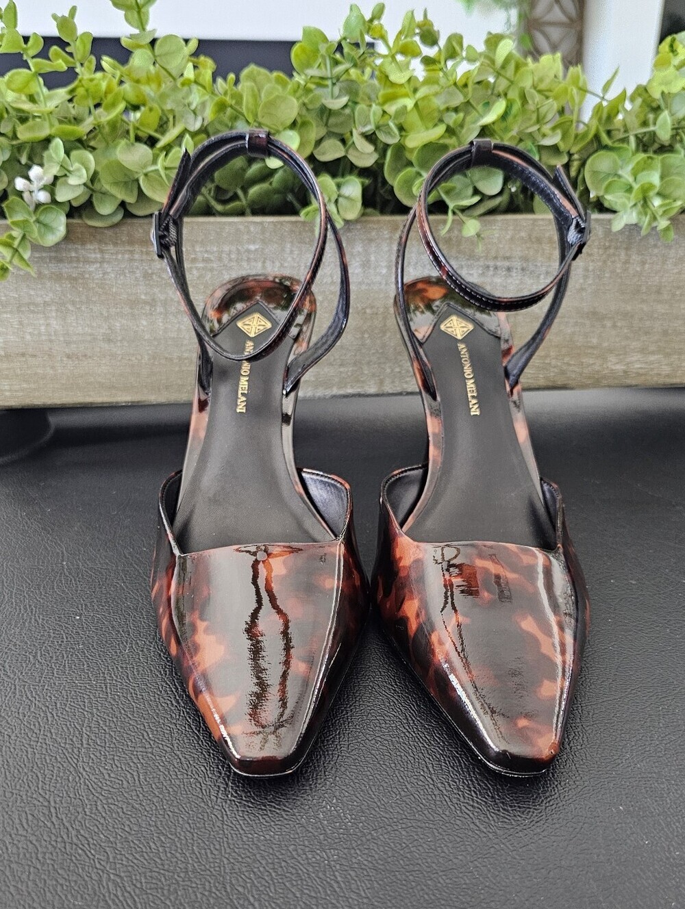 ANTONIO MELANI Tortoiseshell Patent Leather Pointed Pumps Women's Sz 9 & 10